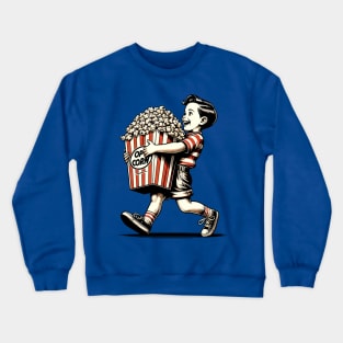 A retro kid carrying popcorn Crewneck Sweatshirt